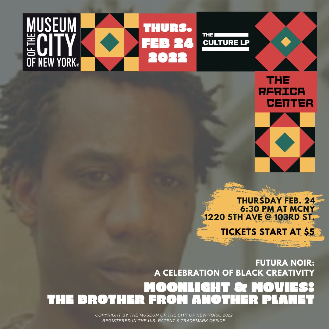 This week concludes our #FuturaNoir programming partnership w/ the @MuseumofCityNY for #BHM Be sure to get tickets for Thursday's screening of 'Afronauts' + 'The Brother from Another Planet' ft. a discussion w/ @JOEtheMORTON 🎟️ bit.ly/thebrothermcny #culture #afrofuturism