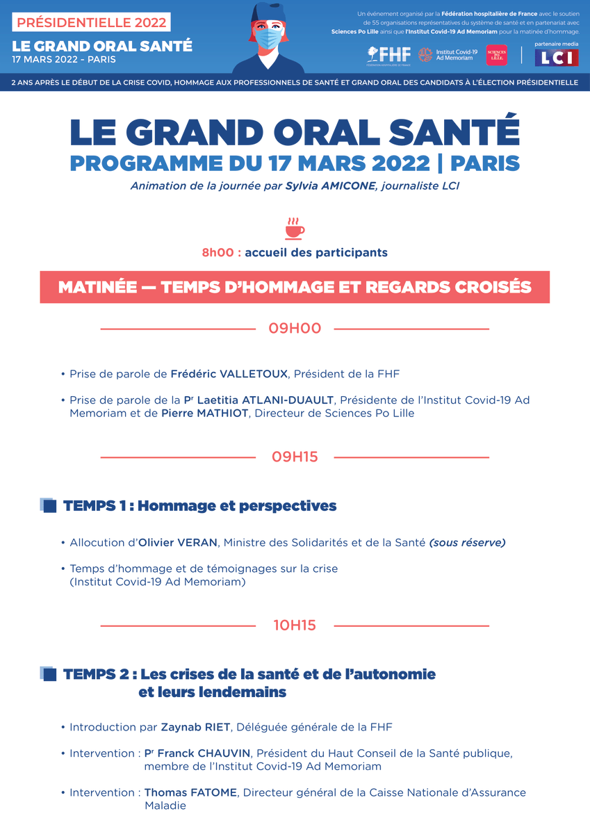 laFHF's tweet photo. 🔴 Ne manquez pas le #GrandOralSante des candidats à la #Presidentielle2022 ! 

🗓️ Le 17 mars dès 9h, suivez en DIRECT l’hommage aux acteurs du monde de la santé et le grand oral des candidats sur @LCI et nos réseaux sociaux 🔴

@CovidAdMemoriam @ScPoLille https://t.co/59Erx4Hd46