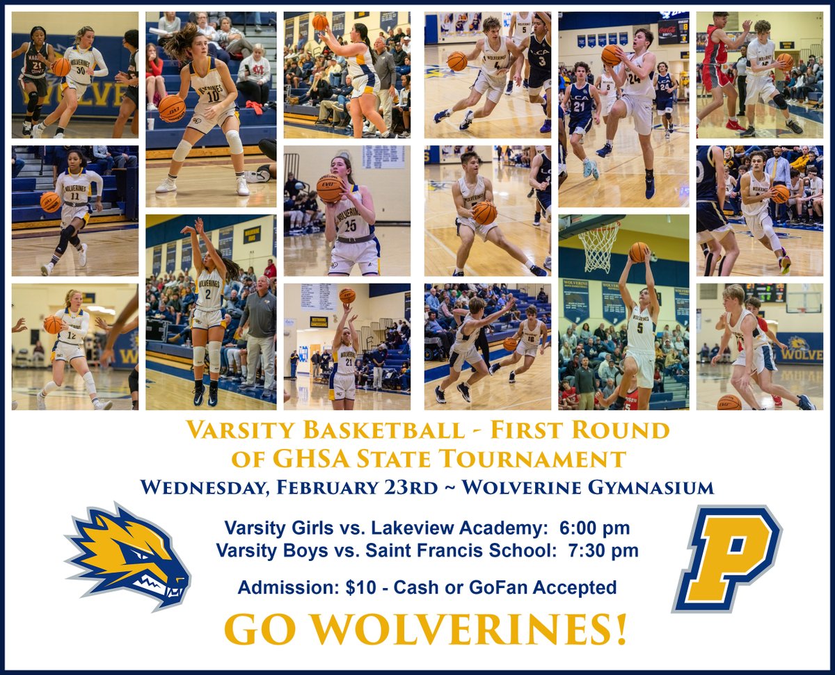 Make plans to come and support the Wolverines in the 1st round of the GHSA State Basketball Tournament tomorrow night!  #pacsathletics