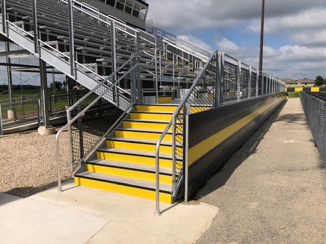 We are excited to announce we are replacing our football/track bleachers this summer! It will look like this when finished. The original bleachers which were built in 1979 by parents (including my dad) &amp; students served us well, but badly need replaced. #PantherPride
