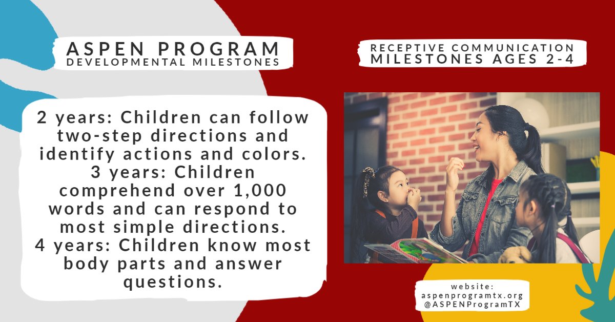 Check out our website!
aspenprogramtx.org

#DevelopmentalMilestones #Milestones #ChildDevelopment #ToddlerDevelopment #ParentingSupport #Communication #CommunicationMilestones #ReceptiveCommunication #ListeningSkills