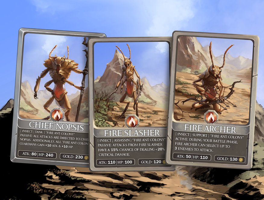 EndersGate's tweet image. The "Fire Ant Colony" set, part of our growing collection of NFT Trading cards. Building on @harmonyprotocol.

Links:
endersgate.one
discord.gg/endersgate

#HarmonyONE #NFTs #NFT #nftcollector #NFTGame #NFTCommunity #cryptocurrency  #NFTCG #TCG  #BSC #ETH #BTC