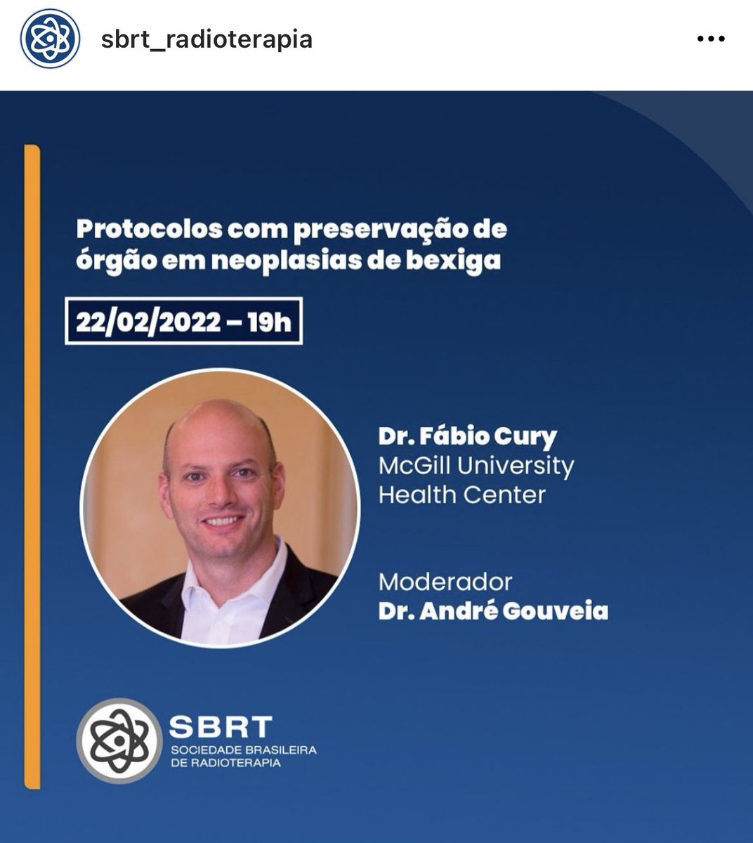 Educação continuada em radioterapia. Aula hoje sobre câncer de bexiga com o Dr. Fabio Cury <a href="/dr_cury/">Fabio Cury</a>