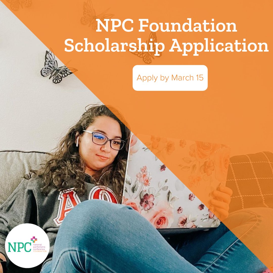 NPCWomen's tweet photo. Did you know the NPC Foundation offers scholarships to Panhellenic women? The scholarship application is open to undergraduate and graduate students! The deadline to apply is March 15. Learn more and apply here: https://t.co/PCEayWZFEm. #Scholarships #NPCFoundation https://t.co/xnzc1jAcH7