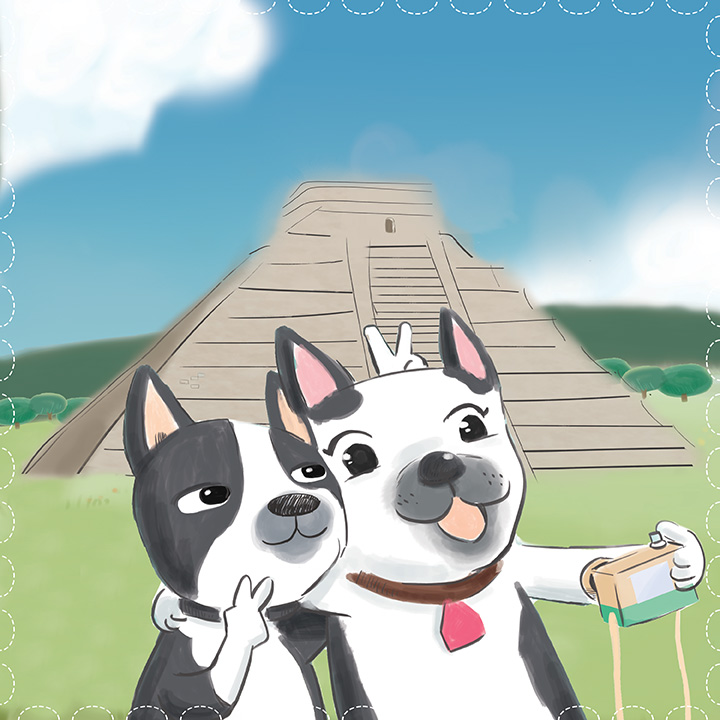 saturn_me's tweet photo. Tootsie &amp; Wilson are exploring Chichen Itza! The Mexico Collector’s Stamp recently sold for 50 $SCRT

Find this #NFT on #StashhApp 
 
➡️https://t.co/FxQtcIOC8V

#NFTCollection #BostonTerrier #nftcollectors #secretNFTs https://t.co/MBg7YTzJ5F