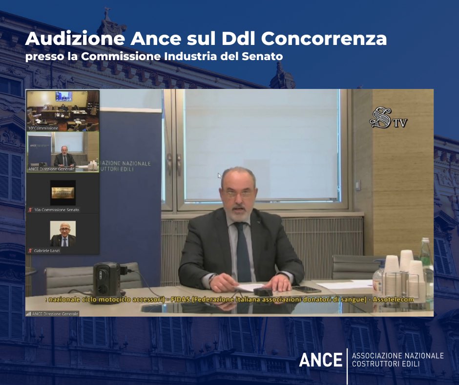#DdlConcorrenza: introdurre un sistema di qualificazione delle #imprese, prevedere una nuova disciplina per gli affidamenti dei concessionari e ripristinare piena pubblicità nelle procedure negoziate. Le tre priorità #Ance in audizione oggi <a href="/SenatoStampa/">Senato Repubblica</a>