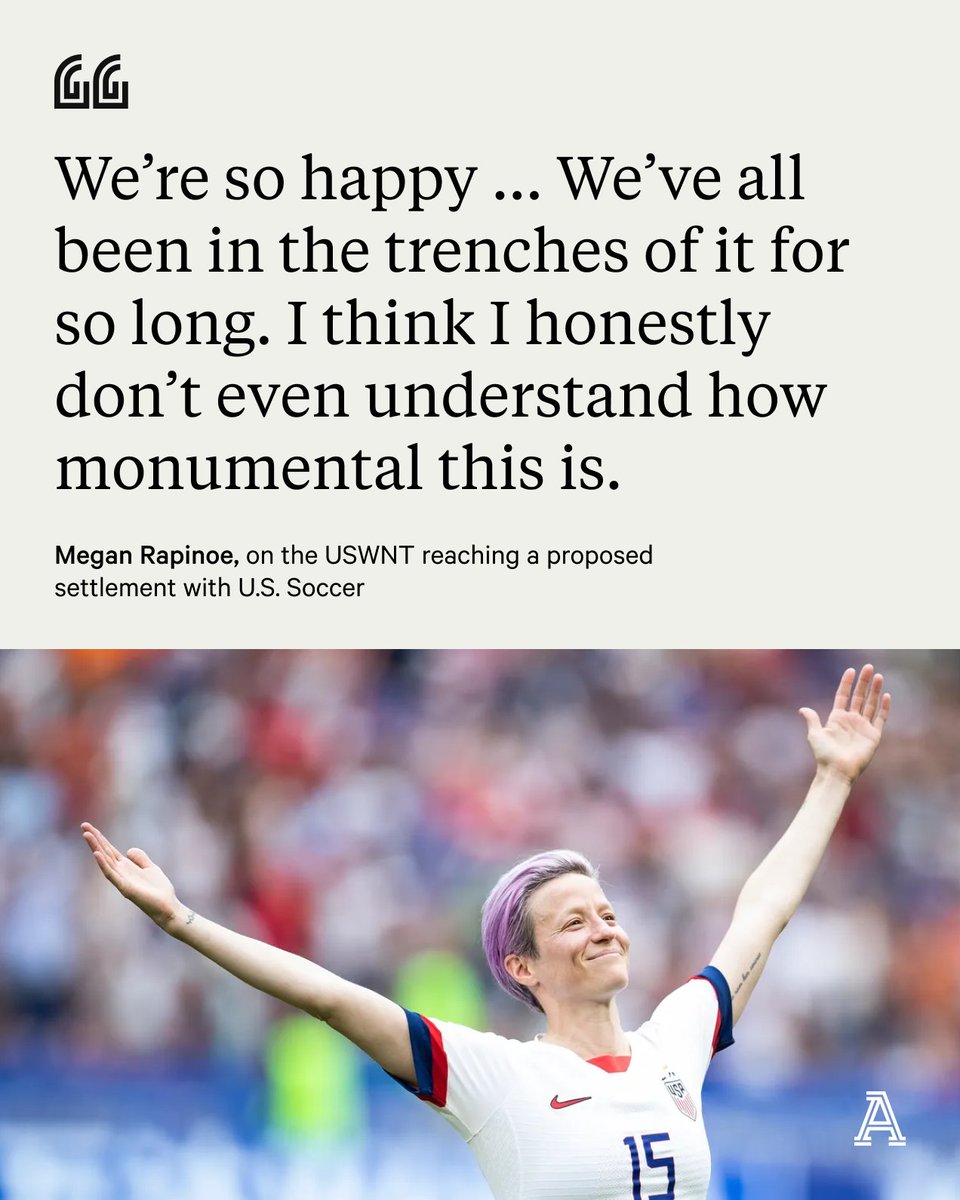 TheAthletic's tweet photo. Contingent upon the ratification of a new CBA, U.S. Soccer has promised equal pay between the men’s and women’s national senior teams moving forward, for friendlies, tournaments, and World Cup play.

“This is a win for everyone.” – @cone_cindy

More: https://t.co/NQ4u8LaAen https://t.co/0wqnQ4dJB1