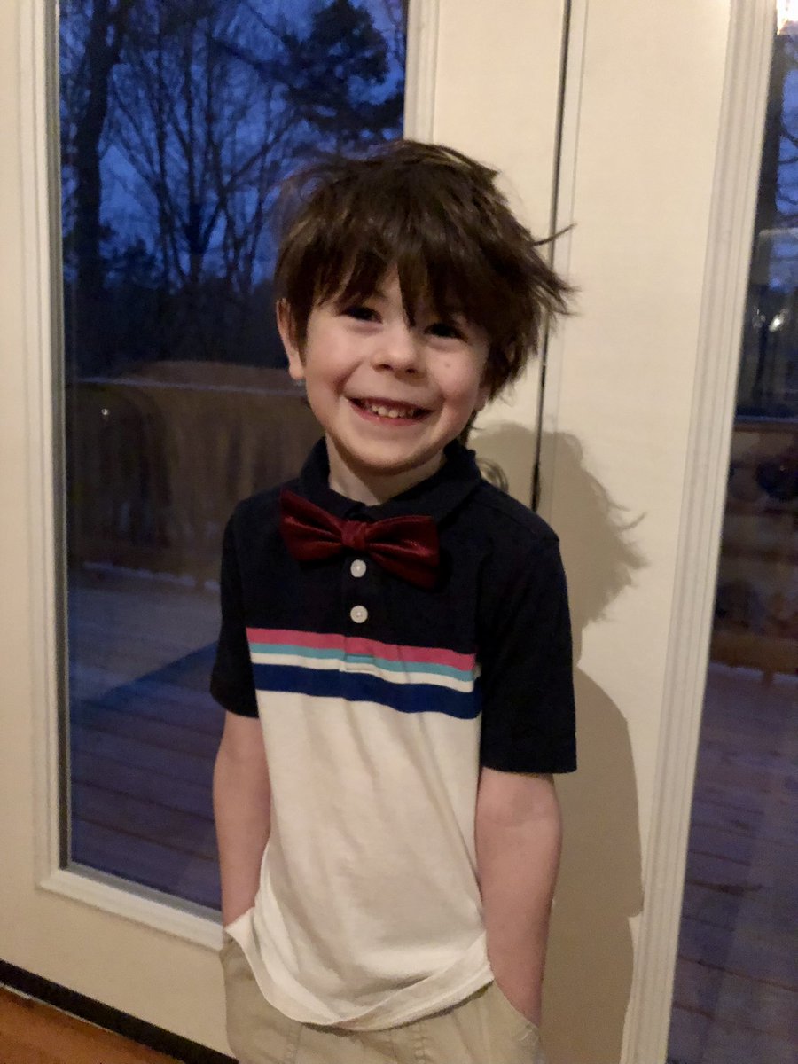 Random acts of kindness week at TCES and today is Kindness Ties Us Together.

Wear bows, ties and tutus.

Casey looking grown with his bow tie❣️