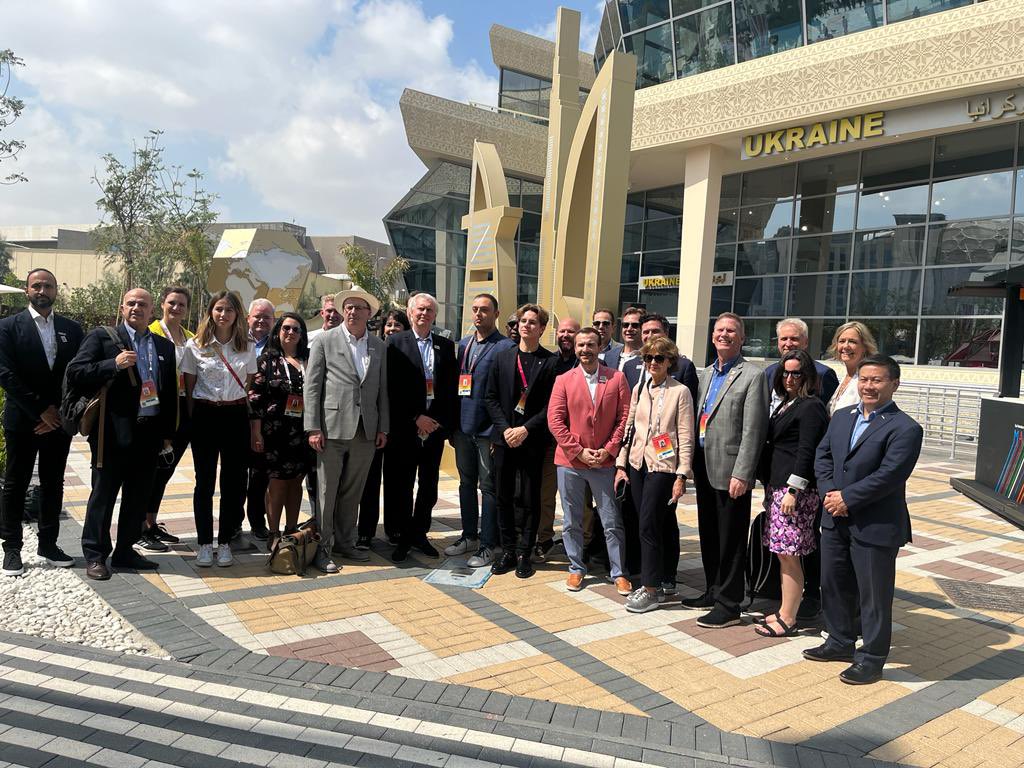 Part of the power of Expos is to connect with people around the world and help drive better understanding.  Given the events of the last 24 hours, our delegation felt it important to visit the Ukrainian pavilion at the Dubai Expo and express our support! #expo2027USA  #Ukraine