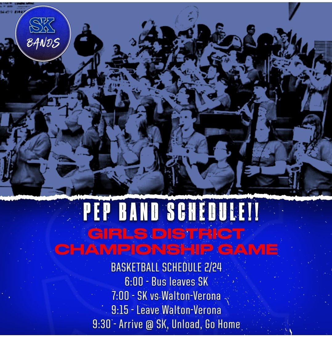Pep Band Game Thursday Night!!  
Transportation provided. 
Huge game....  Want to see everyone there!!
Will need someone to pull the trailer (please!).