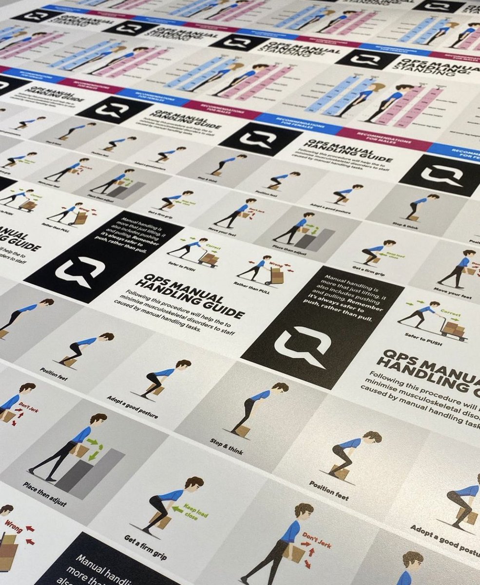 We recently took the time to update our signage here at QPS after we all completed valuable manual handling training. We can design &amp; print any health &amp; safety signage you might need. 
These are printed on foamex for a durable long lasting professional look. #print #stokeontrent