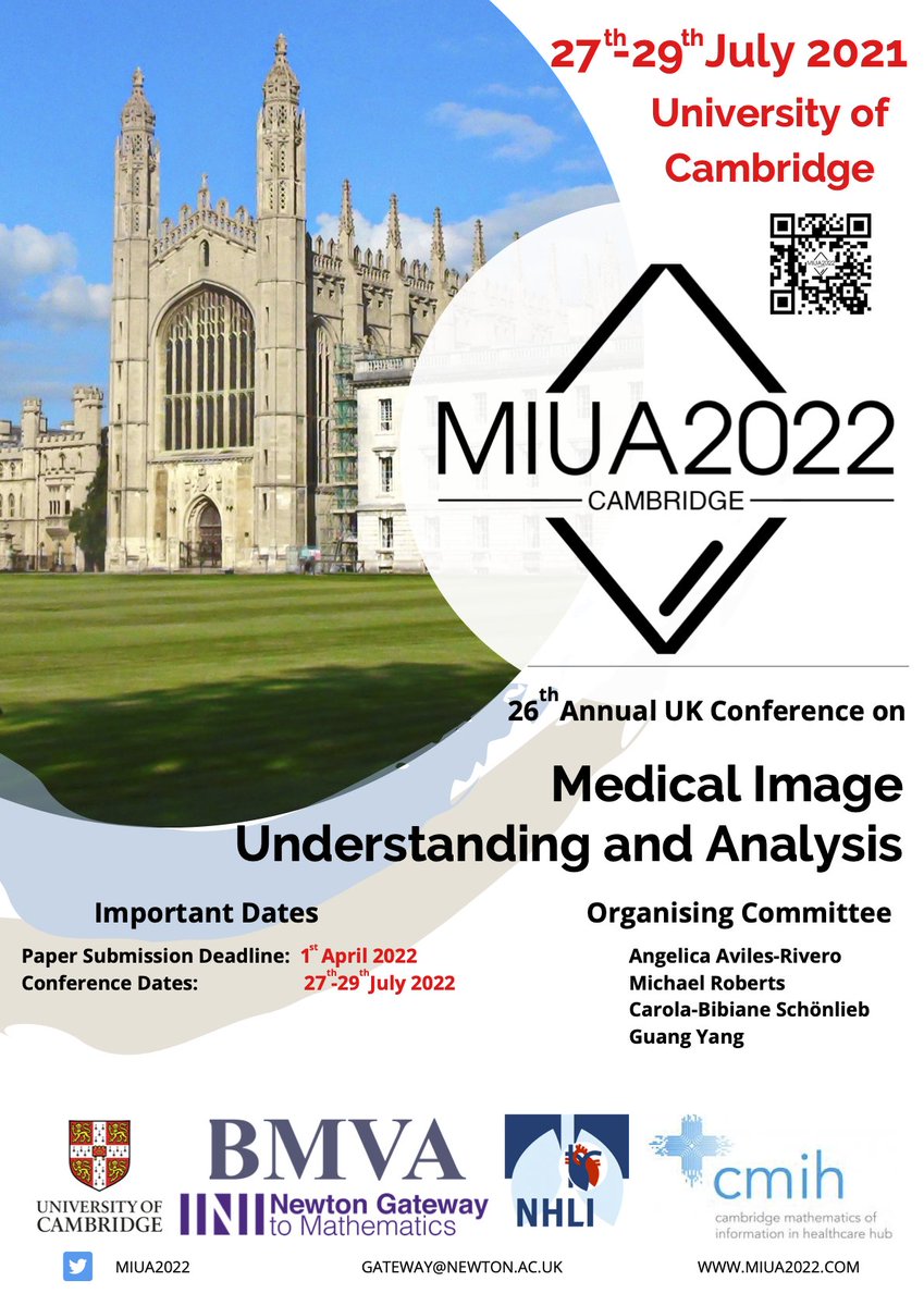miua2025's tweet photo. 📢 Call for Papers!

🗓️ Paper Submission Deadline: 01 April 2022

📍Conference Dates: 27-29 July 2022, Cambridge, UK

For more information please have a look at our website: https://t.co/neUoxgKM0E

#MIUA2022 #medicalimaging #imaging #conference https://t.co/YhlLMyj9xt
