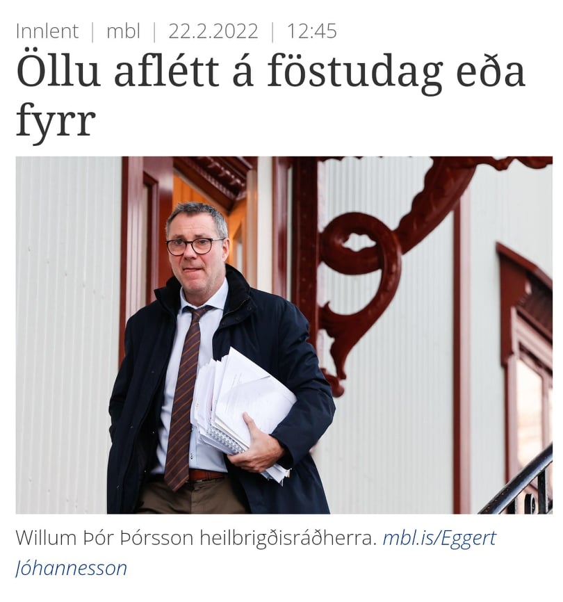 Góðar fréttir, á föstudag breytast "vísindin", covid verður flensa og öllu verður aflétt. 🥳

Enn fremur er sérstök véfrétt <a href="/WillumThor/">Willum Þór Þórsson</a> í stöðugu samtali við "vísindin" og hver veit nema þau segi að öllu skuli aflétt á fimmtudag og covid verði orðin flensa þá. 🙏