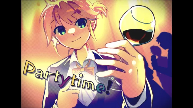 【Party time!】作:kazy &amp; COHI 様イラストと動画を担当しました!パーティー感ある曲に背伸びしたレンくんを添えさせて頂きましたレトロ可愛い  