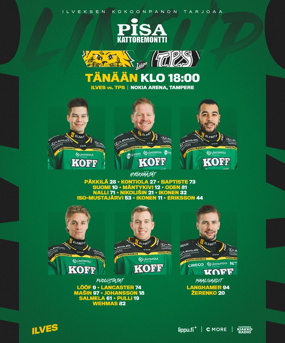 ilveshockey's tweet photo. Päivitys:

Jarkko Parikka jää pois illan ottelusta. Tilalle nousee KOOVEE:n sopimuspelaaja Jeremi Wehmas.

#Ilves #Liiga https://t.co/Ui4uHd9HjA