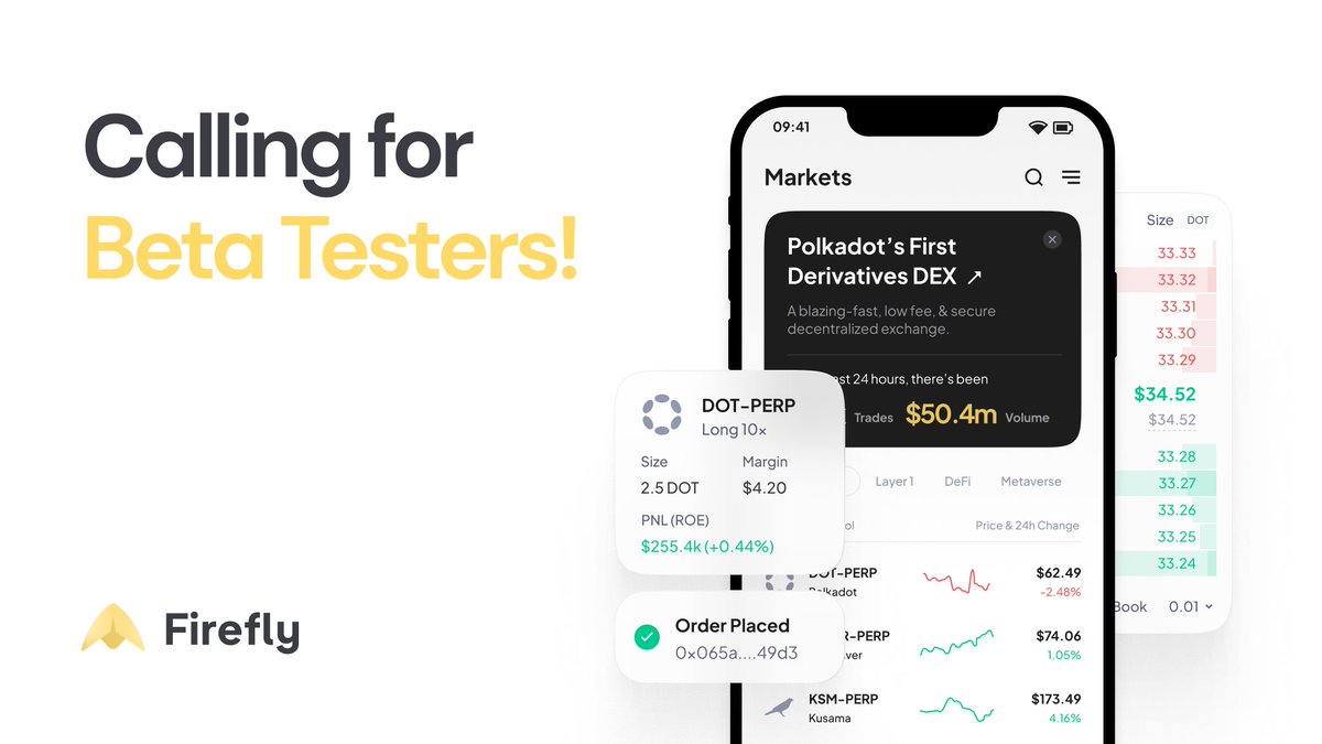 Bluefin (@bluefinapp) on Twitter photo Final Firefly Testnet! We are excited to offer the final chance to become an early Firefly friend. Be ready to also try out one of the first ever DeFi trading apps on mobile! The signup form will close in 7 days, join here 👇
fireflyfoundation.typeform.com/testnet Final Firefly Testnet! We are excited to offer the final chance to become an early Firefly friend. Be ready to also try out one of the first ever DeFi trading apps on mobile! The signup form will close in 7 days, join here 👇
fireflyfoundation.typeform.com/testnet