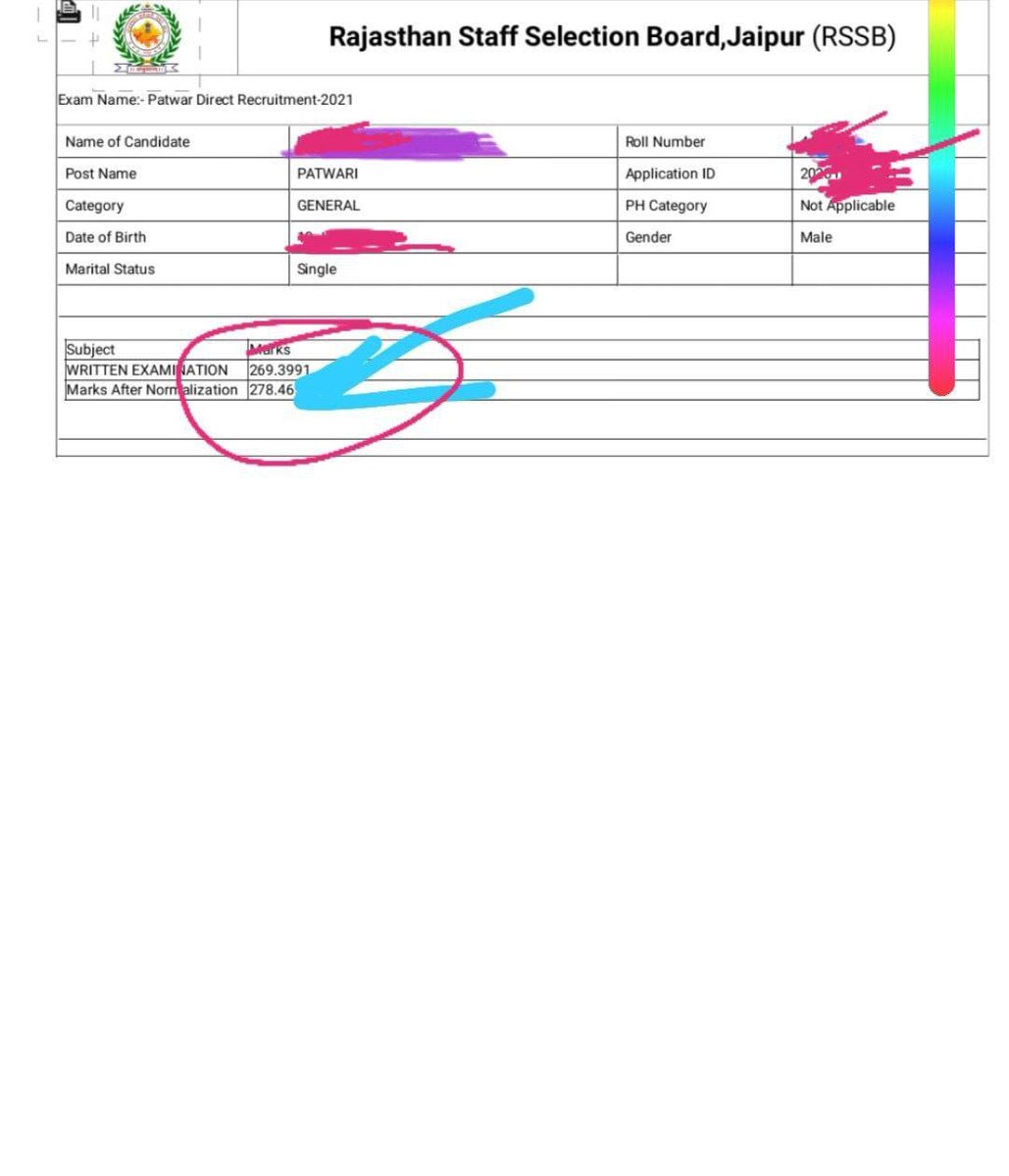 Nalayak_Bachha's tweet photo. See the screenshots of marks obtained by 1/2/3 shift candidates. They hv scored mch more thn 4th shift candidates and still their marks hv been increased in the name of normalization
#पटवारी_नॉर्मलाइजेशन_रद्द_करो 
@DrKirodilalBJP 
@TheUpenYadav 
@bharatbeniwal_ 
@zeerajasthan_ https://t.co/skfs4ad66e