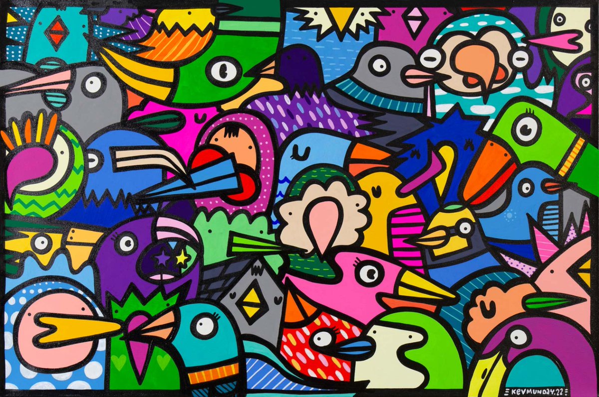 forestgalleryuk's tweet photo. Colourful creations from Kev Munday just in! Each painting is created using acrylic and Posca Pens on canvas. 

We will be exhibiting this new collection along with more artworks by Kev at the Affordable Art Fair in Battersea next month 🤙 https://t.co/AKIgVN5Ypv