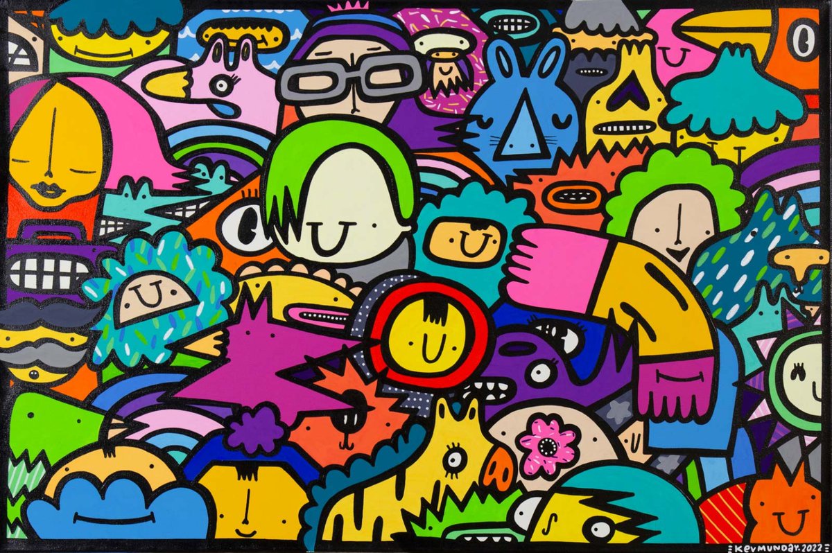 Colourful creations from Kev Munday just in! Each painting is created using acrylic and Posca Pens on canvas. 

We will be exhibiting this new collection along with more artworks by Kev at the Affordable Art Fair in Battersea next month 🤙