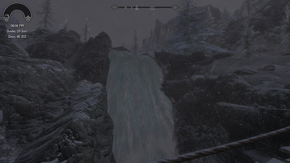 IWaterfall's tweet photo. Waterfall west of the Skaal village 

Treasure? No treasure

What region? Solstheim

Quest that brought me here? The Fate of the Skaal 

Anyone to kill? Not really

Anything of note? Cool bridge https://t.co/zagxHTW3YB