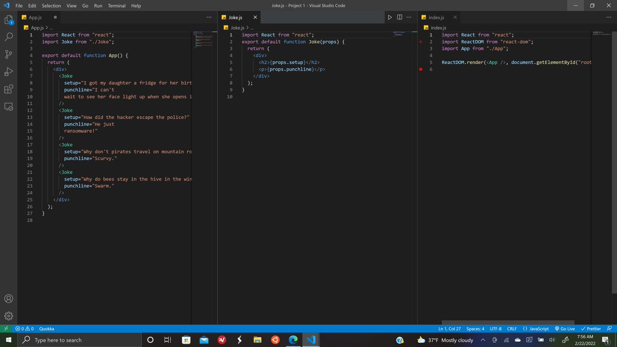 JesseZenon's tweet photo. Day 95/100 (part  two)  #ReactJS 
  #100daysofcodechallenge #100DaysOfCode https://t.co/u7eZtfCULc