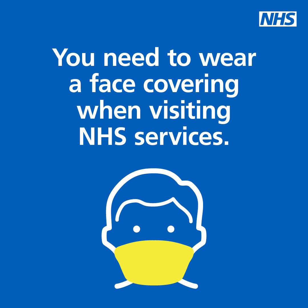 IMPORTANT REMINDER: NHS staff, patients and visitors must continue to wear face coverings and follow social distancing measures in healthcare settings. Please help us to reduce the risk of infection for our colleagues and patients by following this guidance. #teamCNO