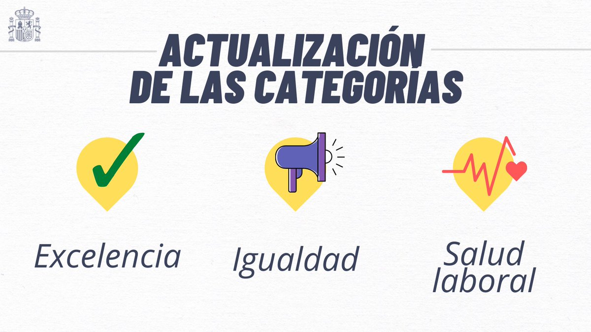 Instauramos nuevas categorías, pasando de un modelo de 'oro', 'plata' y 'bronce', a tres condecoraciones: 'Excelencia', 'Igualdad' y 'Salud laboral'. 

Impulsamos una transformación en la concepción de este reconocimiento para adaptarlo al siglo XXI.