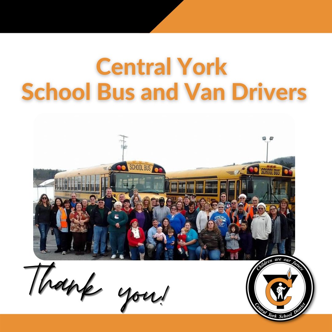 It’s School Bus Driver Appreciation Day! We are so grateful for our amazing bus and van drivers who strive to get our students to and from school safely each day! 🚌 

Please help us by thanking them below for going the extra mile for our district! 🧡 🖤 #CYSDProud