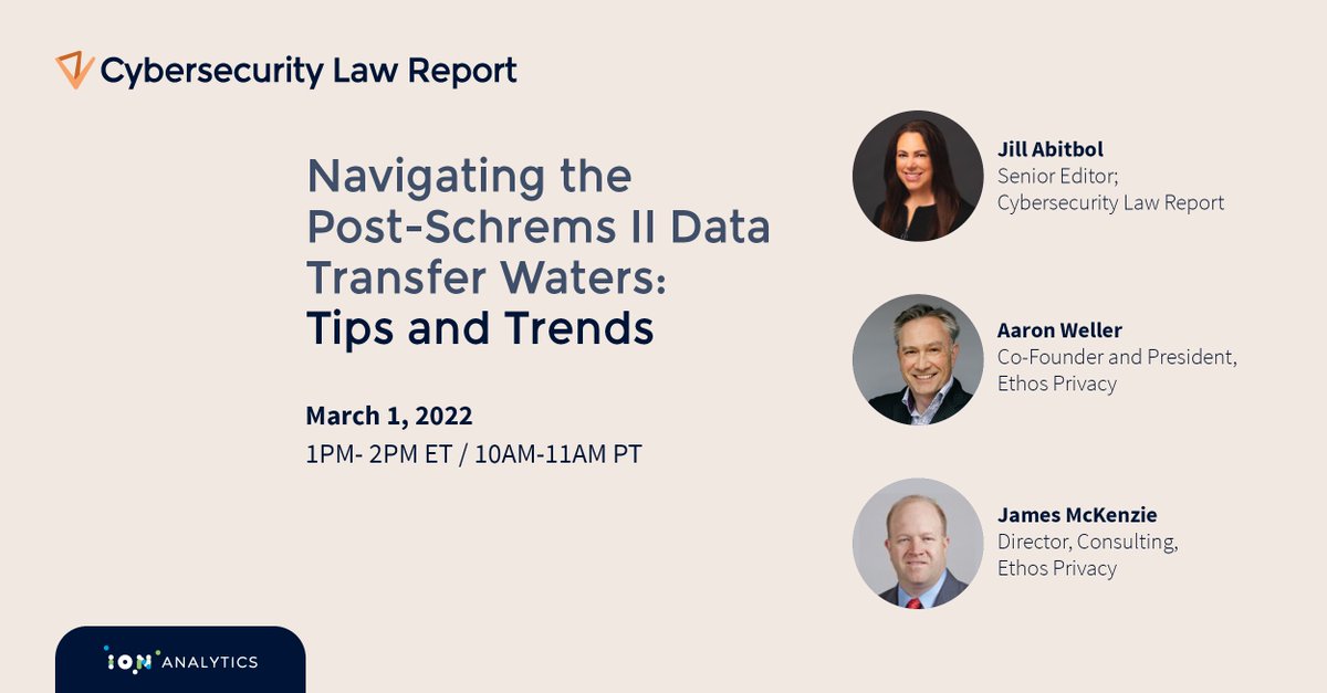 Navigating the Post-Schrems II Data Transfer Waters? Trying to understand and accommodate the legal changes? Struggling to manage high volumes of vendor contracts?

Register for our webinar where our panelists will discuss data transfer tips and trends: ow.ly/LTLP50I136T