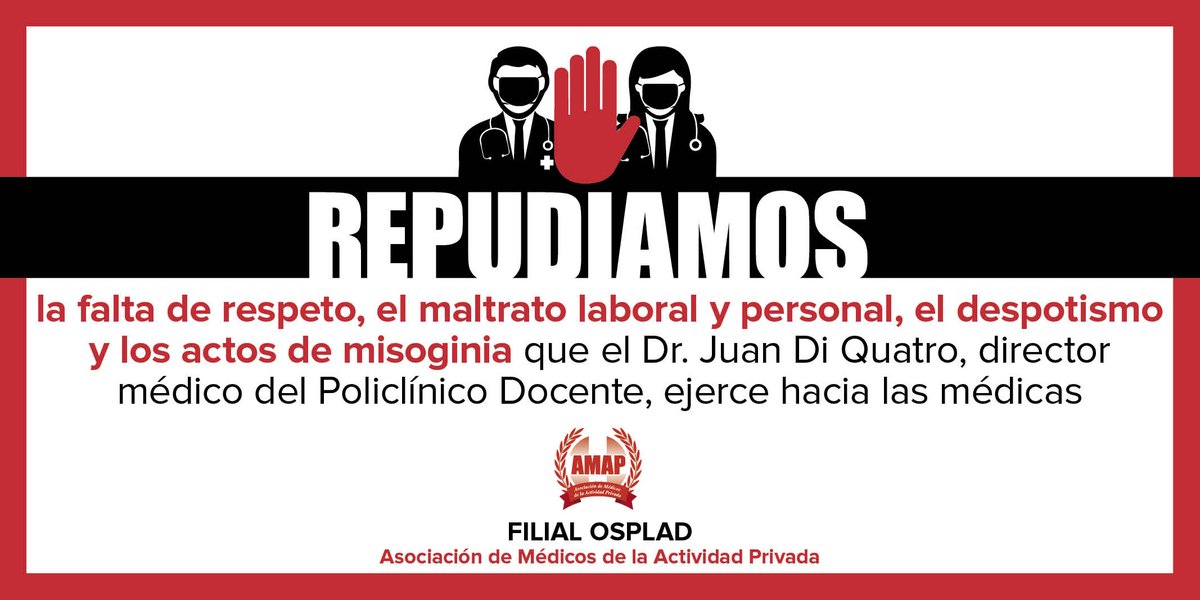 SindicatoAMAP's tweet photo. [SITUACIÓN EN OSPLAD] REPUDIAMOS EL MALTRATO Y EXIGIMOS QUE SE ESCUCHEN NUESTROS RECLAMOS
✔Link a la nota completa: https://t.co/uPta6PvOlB
#Conflicto
#ViolenciaLaboral
#Sindicato
#MedicosArgentinos
#SindicatoMédicoAMAP https://t.co/41pdoselPQ