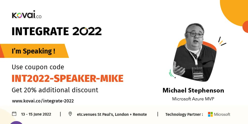 michael_stephen's tweet image. In June ill be talking about @logicappsio and Integration Testing at the integrate summit.  Hope to catch you at the summit