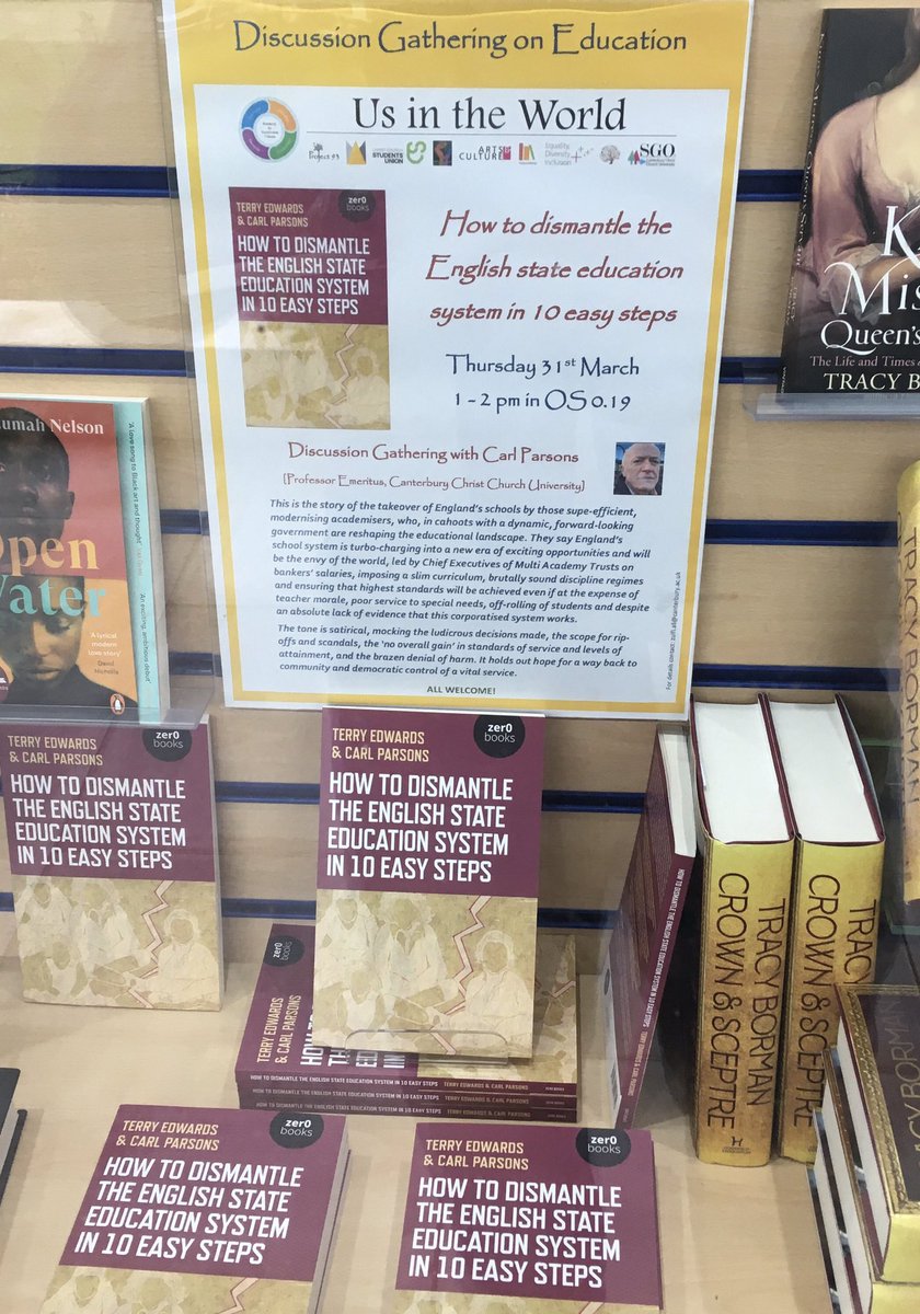 cccubookshop's tweet photo. Look out for the next Discussion Gathering at #CCCU where we meet the authors and learn how to dismantle the English state education system. In ten easy steps. #UsInTheWorld https://t.co/QnoUfslPrQ