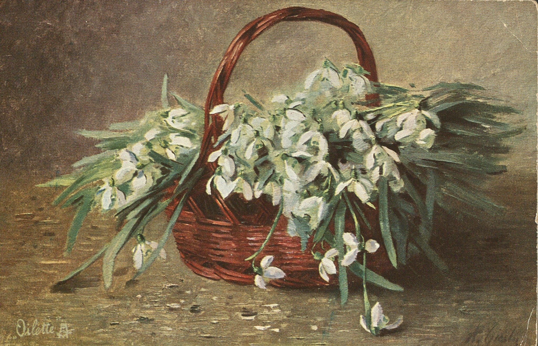 Ландыши в корзине живопись