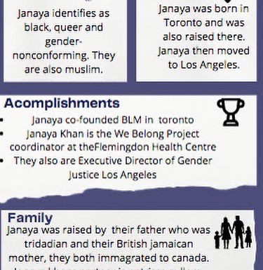 Two profiles created by grade 9 English students were of Professor Cheryl Thompson &amp; Janaya Khan, activist and co-founder of BLM Toronto.