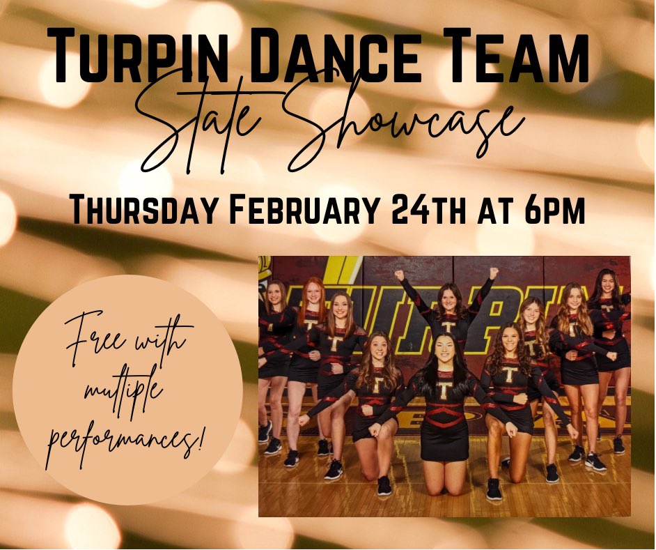 TurpinHSDance's tweet photo. We are just 4️⃣ days away from State and cannot wait to show you what we have been working on! PLUS, performances from @TurpinCheer &amp; @Nagelcheer ❤️ @TurpinSpartans https://t.co/OJWmmctOcy