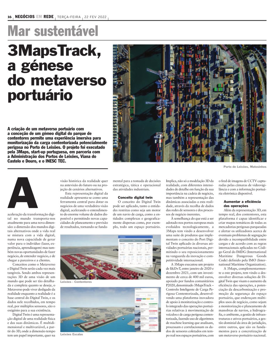 3MapsTrack, a génese do metaverso portuário. Um projeto executado pela 3Maps, em parceria com o <a href="/PLeixoes/">Porto de Leixões</a> e o <a href="/INESCTEC/">INESC TEC</a>.

Versão completa no <a href="/JNegocios/">Jornal de Negócios</a>: jornaldenegocios.pt/negocios-em-re…