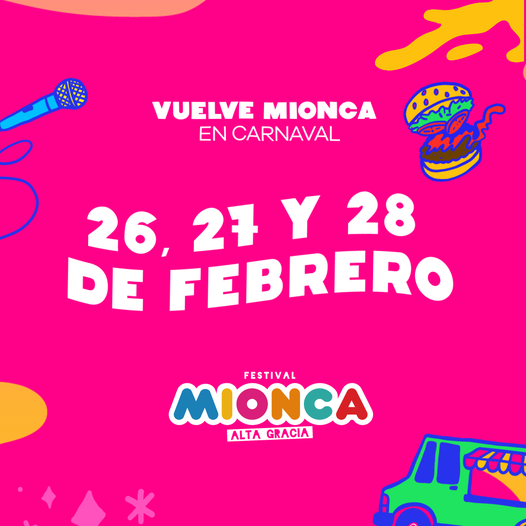 germargheritti's tweet photo. Este fin de semana llega el #festival #Mionca, en #AltaGracia, del sábado 26 al lunes 28 a partir de las 17 en el Parque del Sierras Hotel (Av. Franchini 200). Participarán bandas de variados estilos musicales, donde se destaca @solpereyramusic. Amplia oferta gastronómica. https://t.co/QgMrnw3HWe