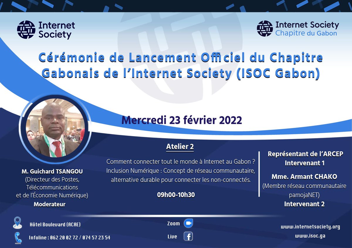 ISOC Gabon (@isoc_gabon) on Twitter photo Fin de la premiere journée . Rdv demain 09h UTC+1 pour le prochain atelier . Merci pour votre participation #CommunityNetworks <a href="/internetsociety/">Internet Society</a> <a href="/GuichardTSANGOU/">Guichard TSANGOU</a> Fin de la premiere journée . Rdv demain 09h UTC+1 pour le prochain atelier . Merci pour votre participation #CommunityNetworks <a href="/internetsociety/">Internet Society</a> <a href="/GuichardTSANGOU/">Guichard TSANGOU</a>