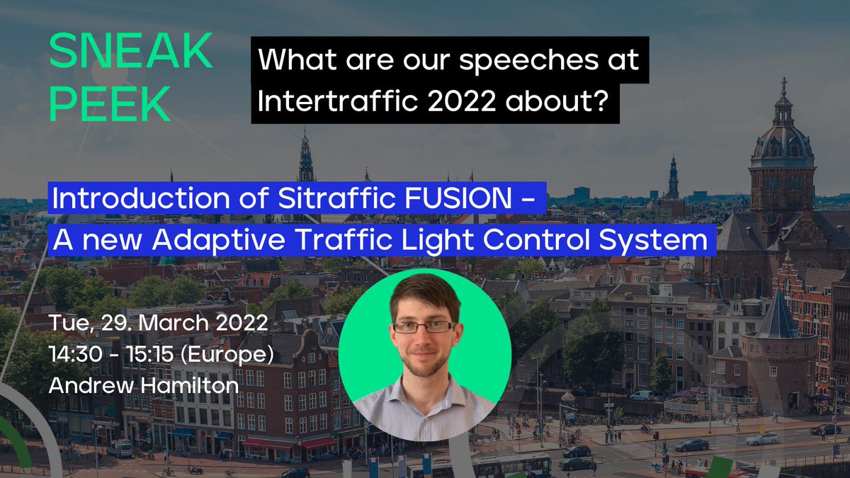 yunextraffic's tweet photo. Sneak peek #intertraffic22: Andrew Hamilton will introduce FUSION - a new Adaptive Traffic Control System. Get to know FUSION with all its main requirements, development goals & implemented optimisation methods.
➡ Register here: https://t.co/dxA8ezL6an (Login required) https://t.co/ykqThRU8dK