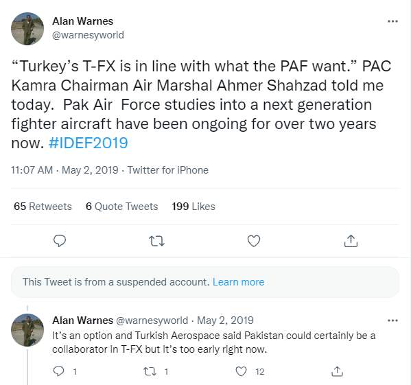 TAI CEO Temel Kotil revealed during interview with Pakistani media states that TAI was 'collaborating' with PAC on TFX - NGFA Just to provide a little background on Pakistan Turkey JV on TFX – Project Azm