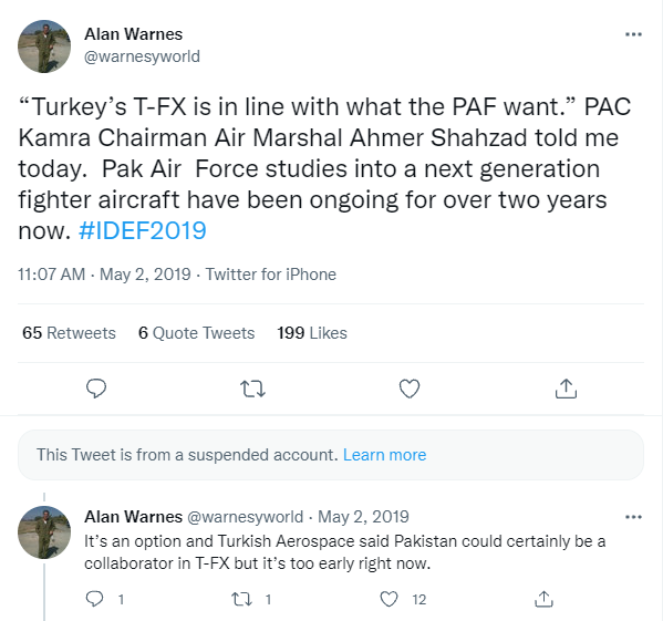 TAI CEO Temel Kotil revealed during interview with Pakistani media states that TAI was 'collaborating' with PAC on TFX - NGFA
Just to provide a little background on Pakistan Turkey JV on TFX – Project Azm