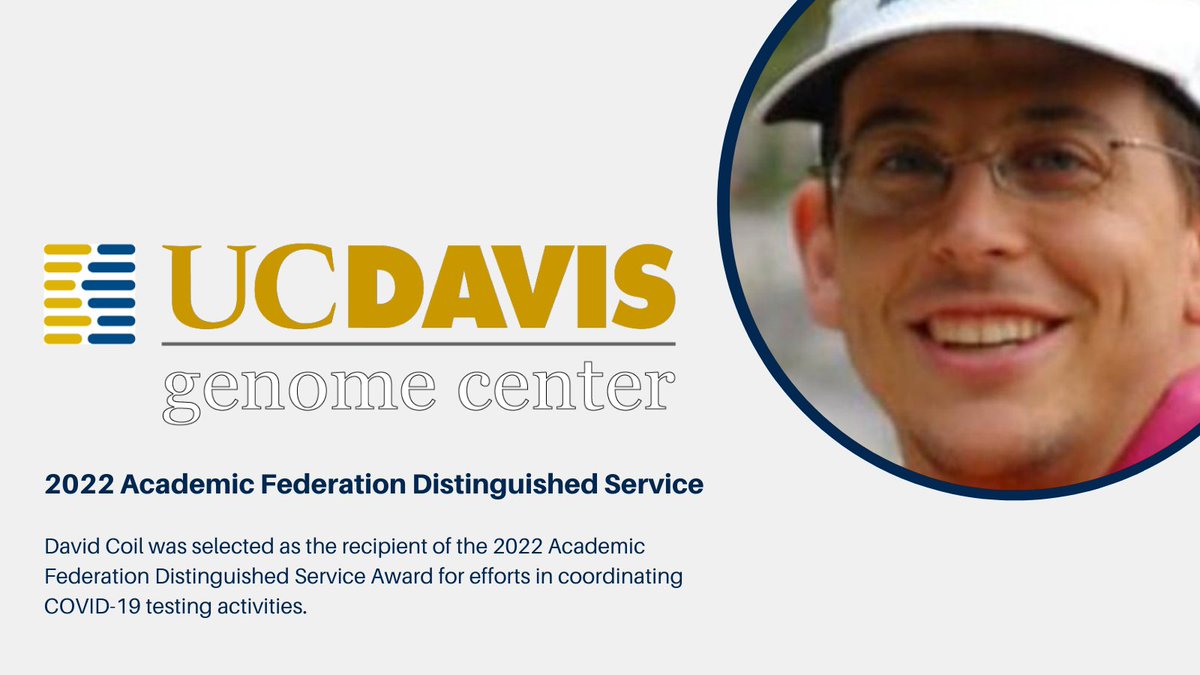 UC Davis Genome Center (@genomecenter) on Twitter photo Congratulations to <a href="/davidacoil/">David Coil</a> for being selected as the Recipient of the 2022 Academic Federation Distinguished Service Award! Congratulations to <a href="/davidacoil/">David Coil</a> for being selected as the Recipient of the 2022 Academic Federation Distinguished Service Award!