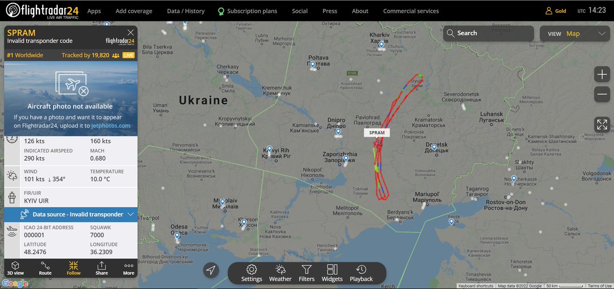 UnderTheRadarCH's tweet image. N&apos;unidentified aircraft #SPRAM now flying over #ukraine, near #donbass region. It can let think that this aricraft might be an american drone, but without confirmation

#UkraineRussiaCrisis #RussiaUkraineCrisis