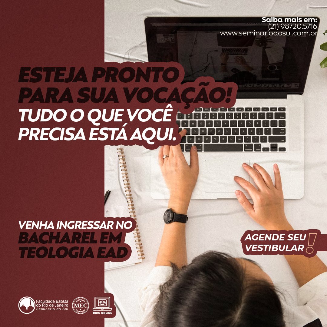 seminariodosul's tweet photo. Sua vocação é a Teologia? Aqui você tem tudo o que precisa. Faça o curso de Bacharel em Teologia EAD da Faculdade Batista do Rio de Janeiro | Seminário do Sul e esteja pronto para liderar no ministério cristão.  Acesse: https://t.co/sig9FLYAFO #STBSB #Teologia #EAD https://t.co/9eSLRE4wgO