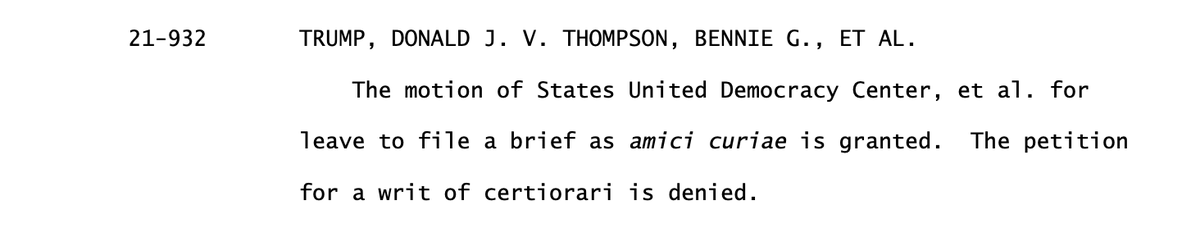 kyledcheney's tweet photo. BREAKING: SCOTUS has officially denied Donald Trump's call for Supreme Court review of the Jan. 6 select committee's bid for his White House records.

https://t.co/svb9KaPTk9 https://t.co/QUNJkvwKEd