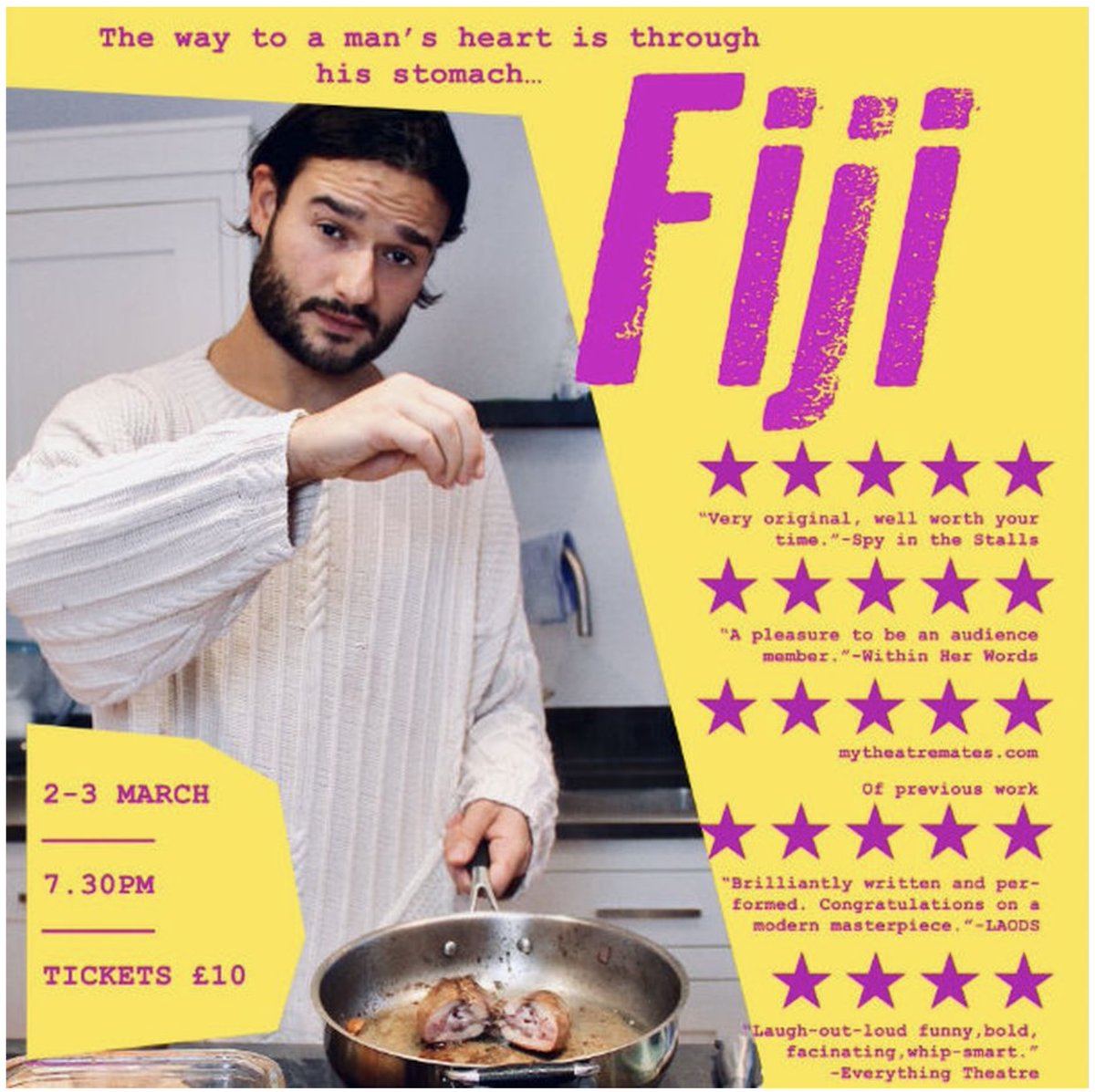 ★★★★★-“Whether you want a thought-inducing challenge or a good belly laugh-Fiji is well worth your time” We performed Fiji & kind things were said. You can read them in the review below *CONTAINS SPOILERS!!! Buy Tickets Now thewardrobetheatre.com/livetheatre/fi… thespyinthestalls.com/2019/11/fiji/?…