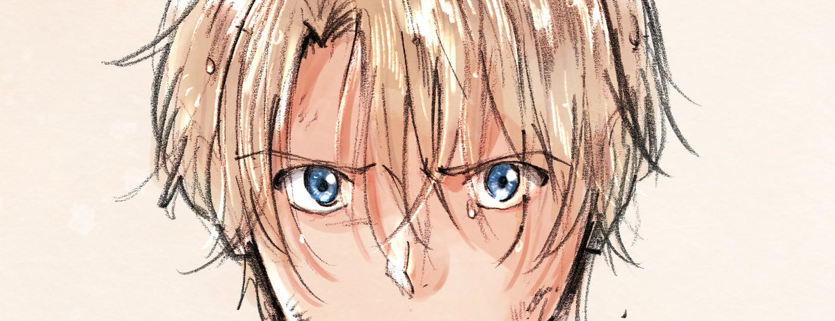 1boy male focus blue eyes solo blonde hair wet hair looking at viewer  illustration images