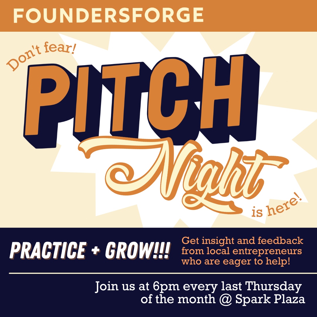 myfoundersforge's tweet image. Plan for success by #Practicing your #Pitch! We have a wonderful community of #entrepreneurs who are eager to help you (not to mention free beer). Join us this Thursday night at 6pm for Pitch Night at Spark Plaza! Visit linktr.ee/foundersforge to RSVP! 

#startup #easttenness...