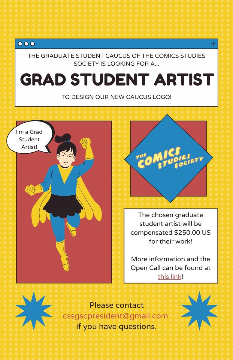 GSC_CSS's tweet photo. Calling all #GraduateStudent Artists! The @GSC_CSS wants YOU! We are looking for a grad student artist to create our new logo! If interested, follow the link below for more details & an application form! The deadline for submissions is MARCH 4, 2022!
https://t.co/f8R0q0MM2q https://t.co/b0pyUjfcV2