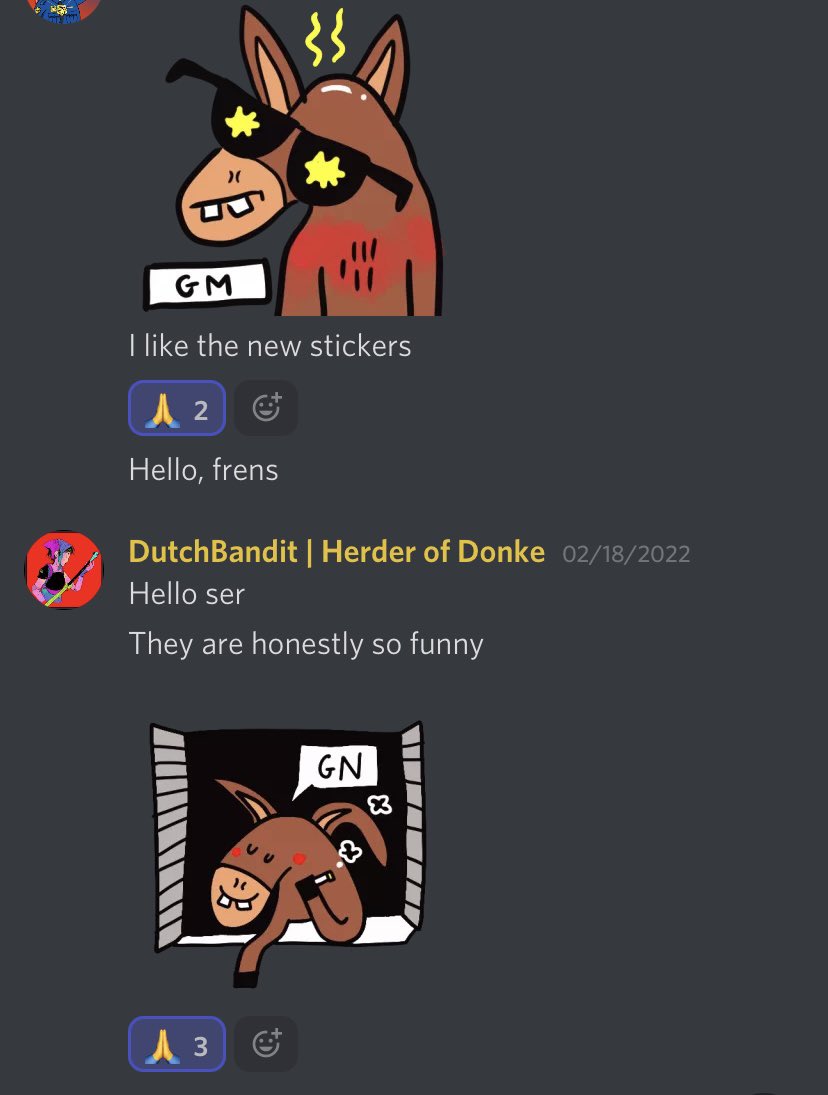 montaniadraw's tweet photo. @DonkeyDAOGuild 🔥💪
It’s funny to make those stickers and I’m happy they make others smile ! 😊
#nft #NFTCommmunity #treasuredao #nfts #discord #stickers #art #donkey https://t.co/u10ZWBRhMe